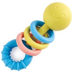 Игрушка для малышей прорезыватель - погремушка "Улыбка" (с цветными кольцами) (E0024_HP)
