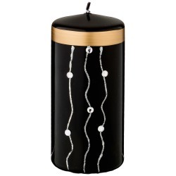 Свеча декоративная столбик  высокий "волшебное сияние" black диаметр 7 см высота 15 см Adpal (348-825)