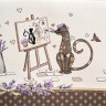 Скатерть "лавандовые коты" 110х140см, коричневый, 100% хлопок, твил, пропитка Текстильный Мир (850-228-20)