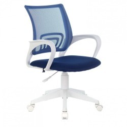 Кресло BRABIX Fly MG-396W с подлокотниками пластик белый сетка темно-синее 532399 (1) (94551)