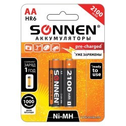 Батарейки аккумуляторные Sonnen HR06 (АА) Ni-Mh 2100 mAh 2 шт (454234) (66445)