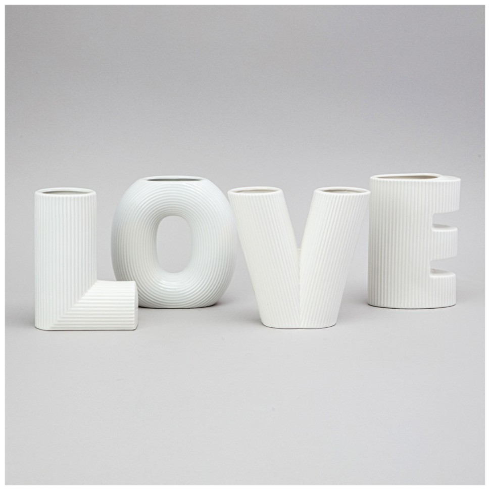 Набор ваз "love", высота 15.2см цвет: белый Lefard (374-140)