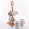 Набор кружек 295 мл на подставке 7пр фарфор/бамбук LR (60324)