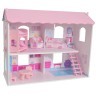 Деревянный кукольный домик "Виктория", с интерьером и мебелью 5 предметов в наборе, для кукол 12 см (PD218-04)