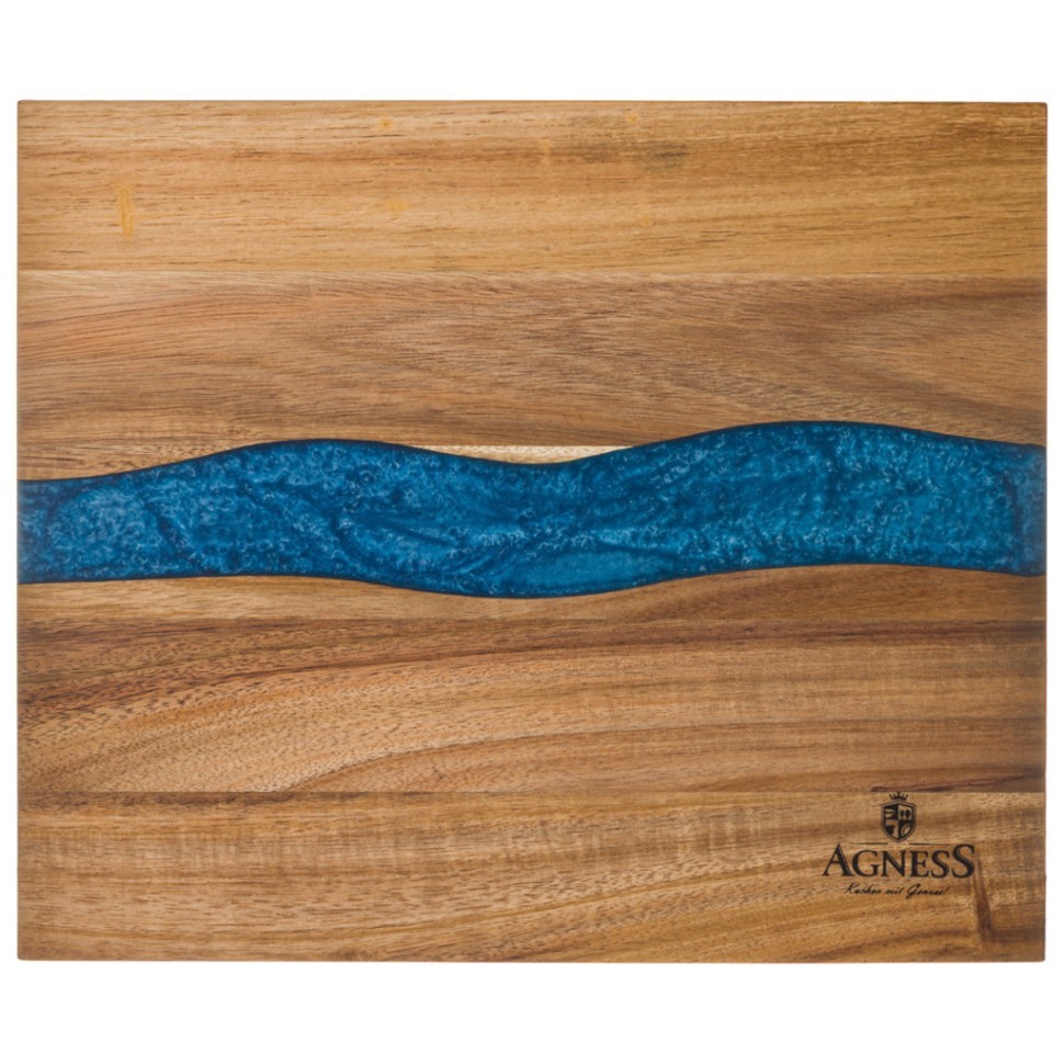 Доска разделочная, 30*25*1,8 см, акация со вставкой из эпоксид.смолы Agness (911-789)