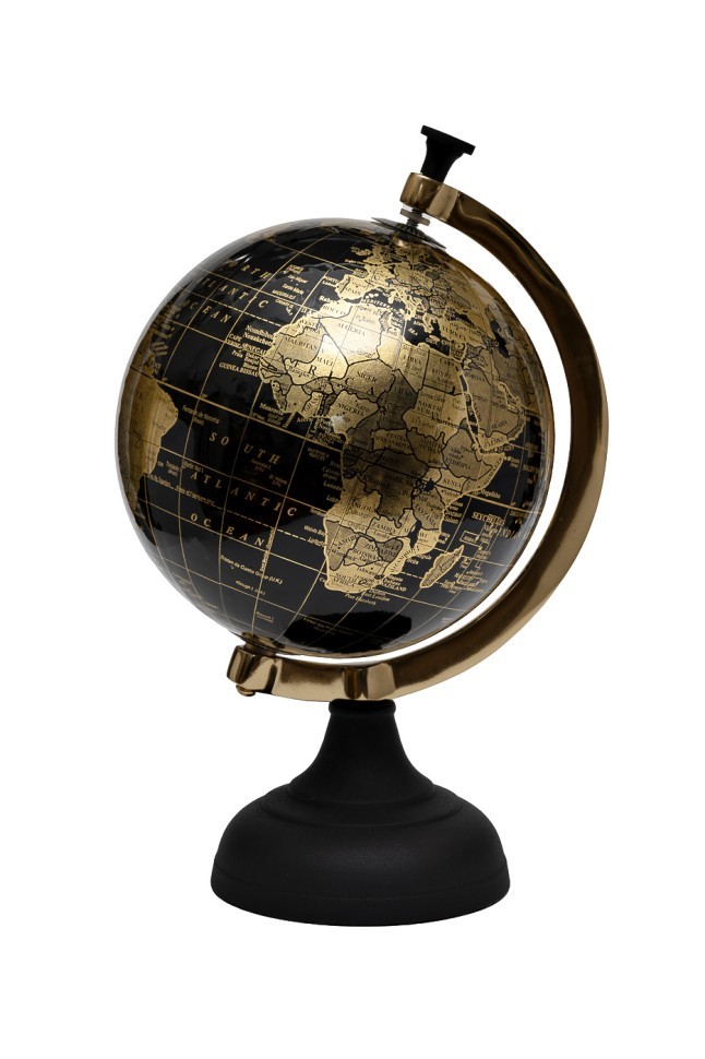 Глобус декоративный чёрный/золото h.35см (TT-00013280)